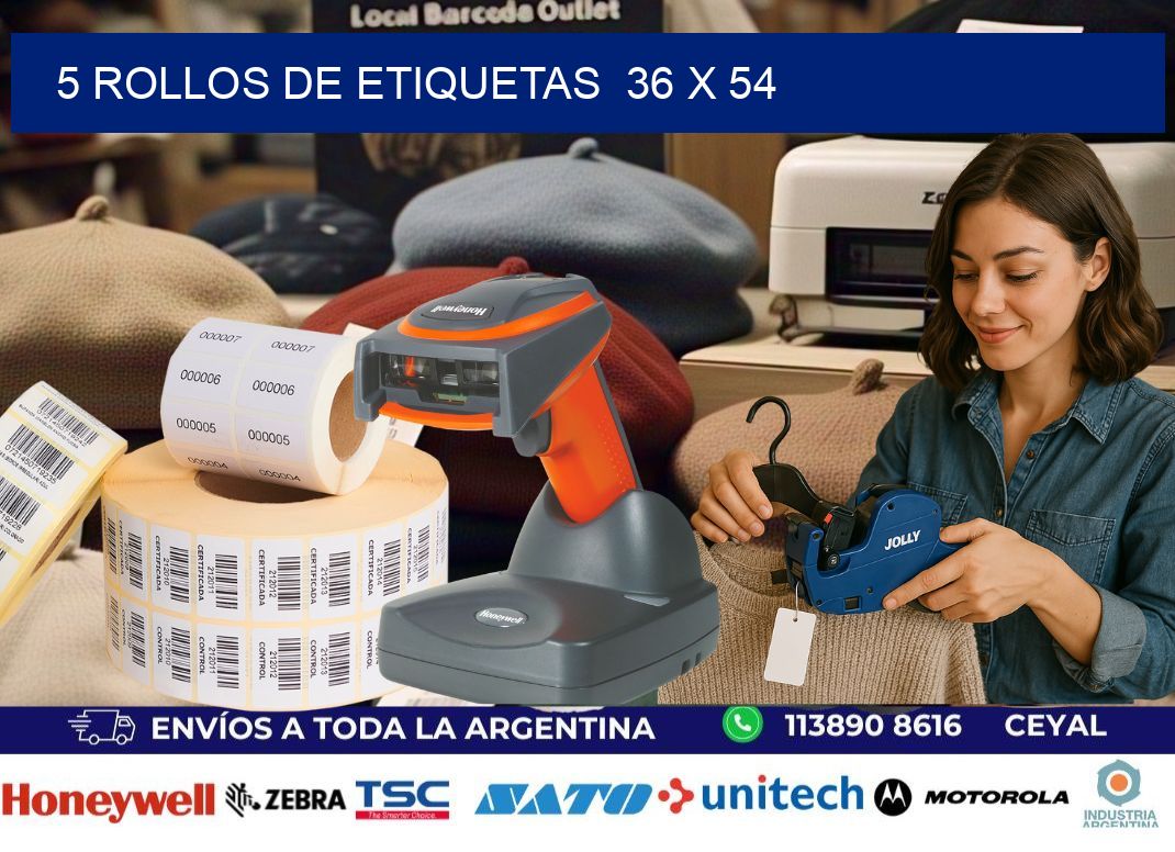 5 ROLLOS DE ETIQUETAS  36 x 54