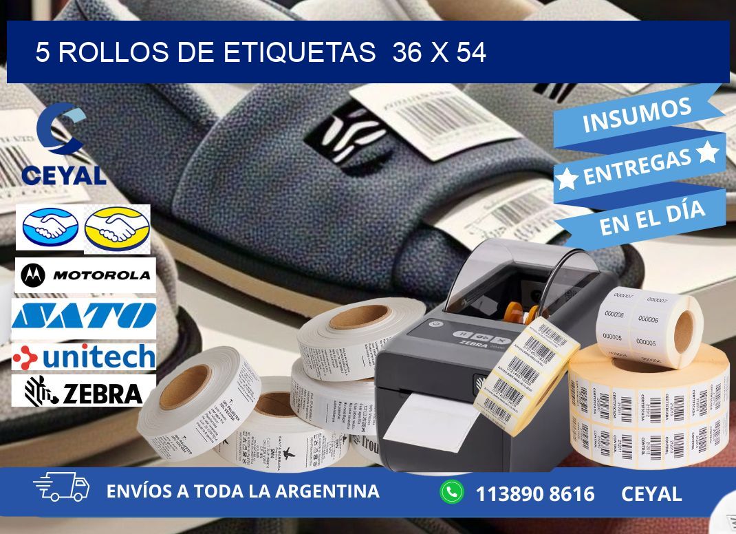 5 ROLLOS DE ETIQUETAS  36 x 54
