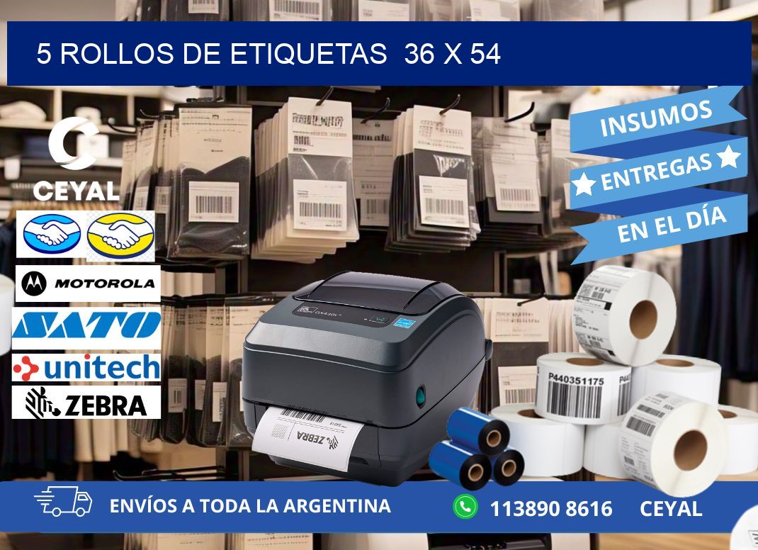 5 ROLLOS DE ETIQUETAS  36 x 54