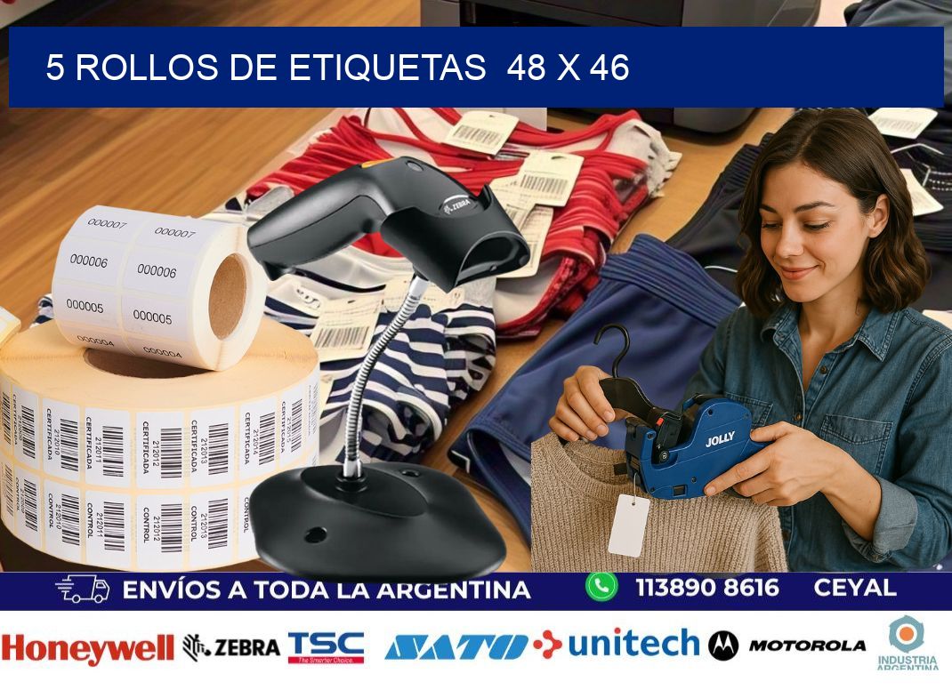 5 ROLLOS DE ETIQUETAS  48 x 46