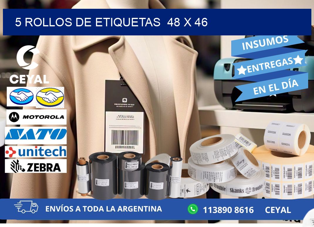 5 ROLLOS DE ETIQUETAS  48 x 46