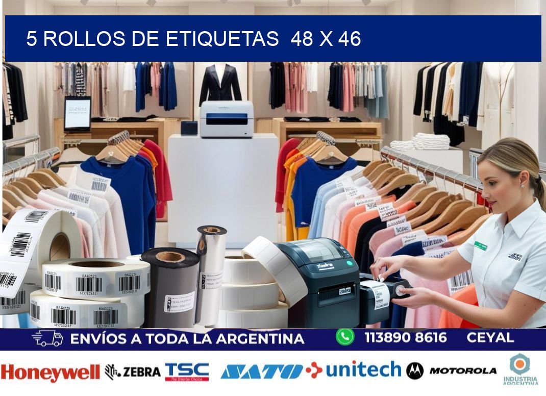 5 ROLLOS DE ETIQUETAS  48 x 46