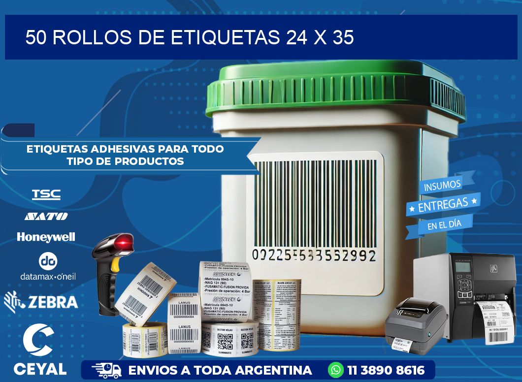 50 ROLLOS DE ETIQUETAS 24 x 35