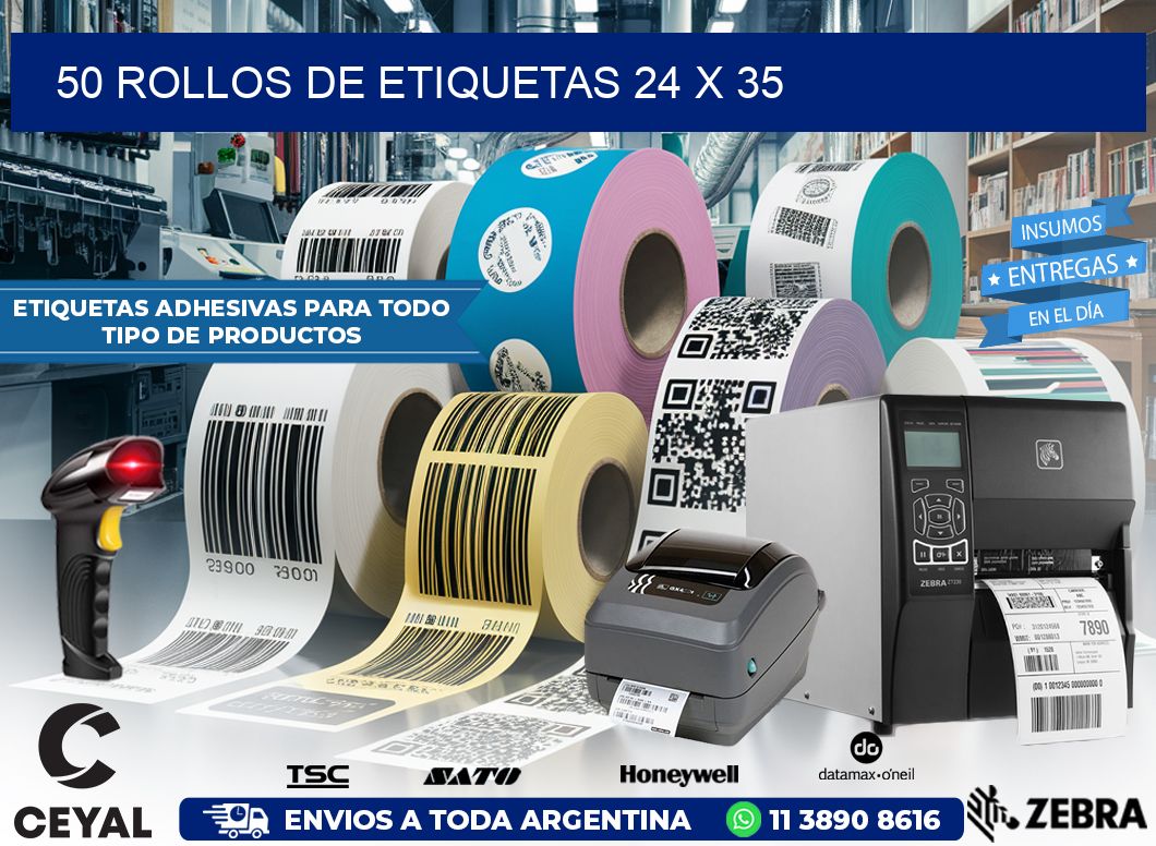 50 ROLLOS DE ETIQUETAS 24 x 35