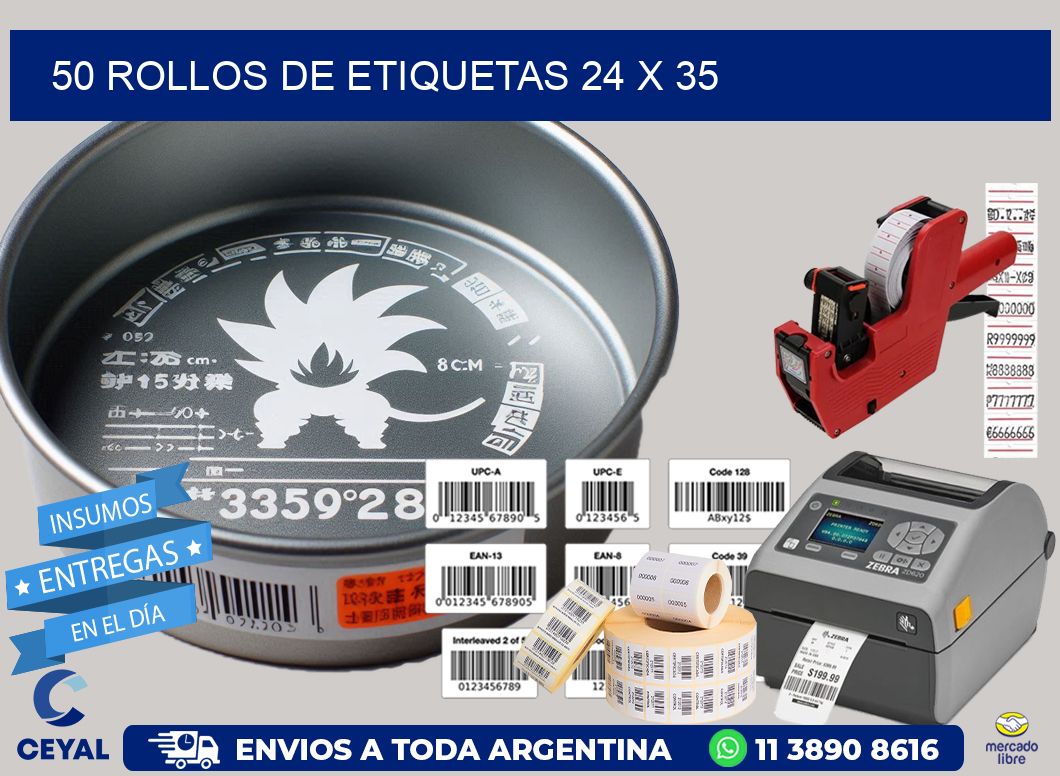 50 ROLLOS DE ETIQUETAS 24 x 35