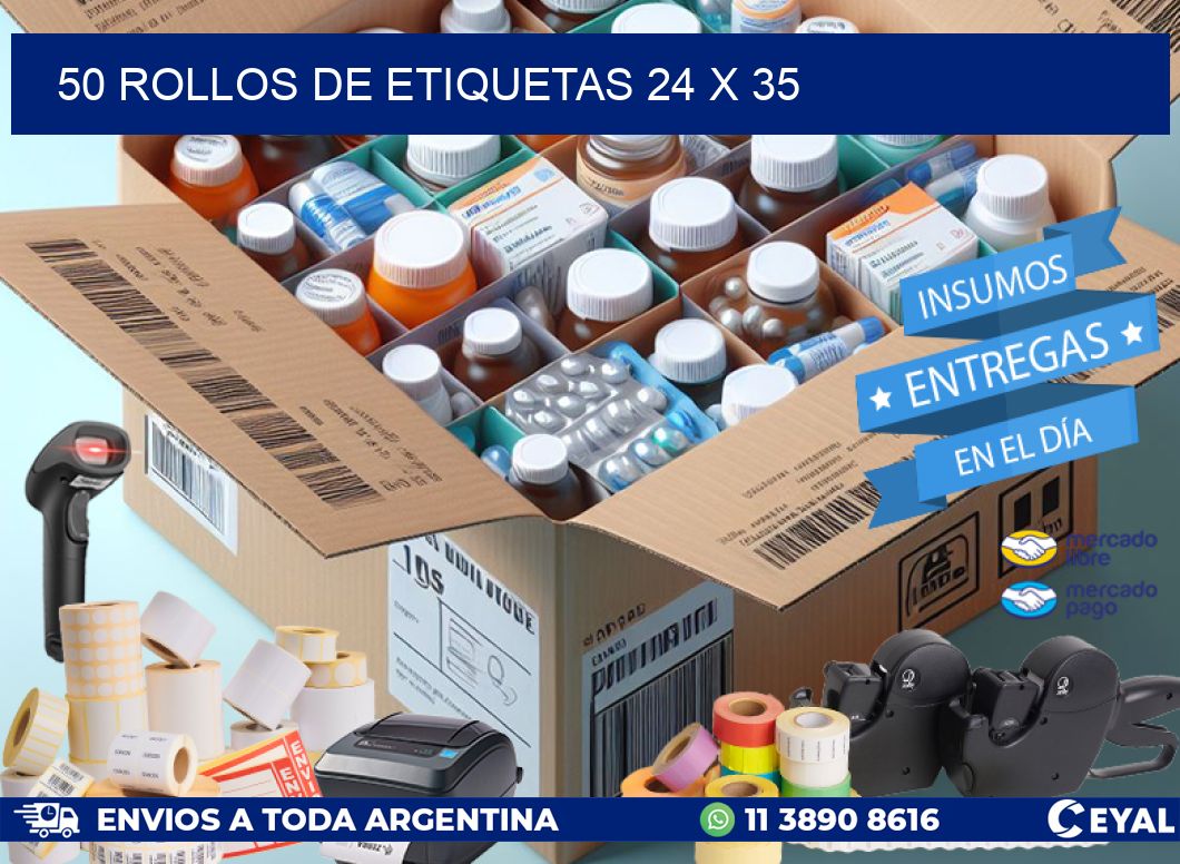50 ROLLOS DE ETIQUETAS 24 x 35