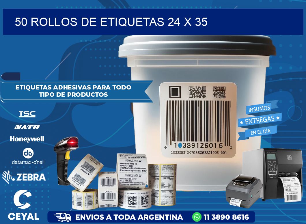 50 ROLLOS DE ETIQUETAS 24 x 35