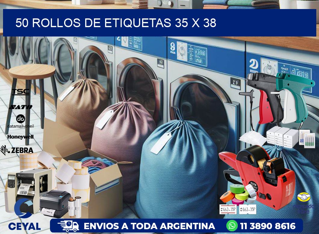 50 ROLLOS DE ETIQUETAS 35 x 38