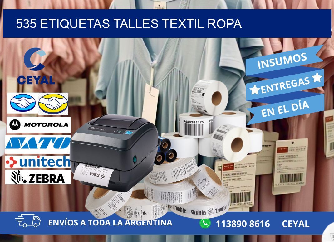 535 ETIQUETAS TALLES TEXTIL ROPA