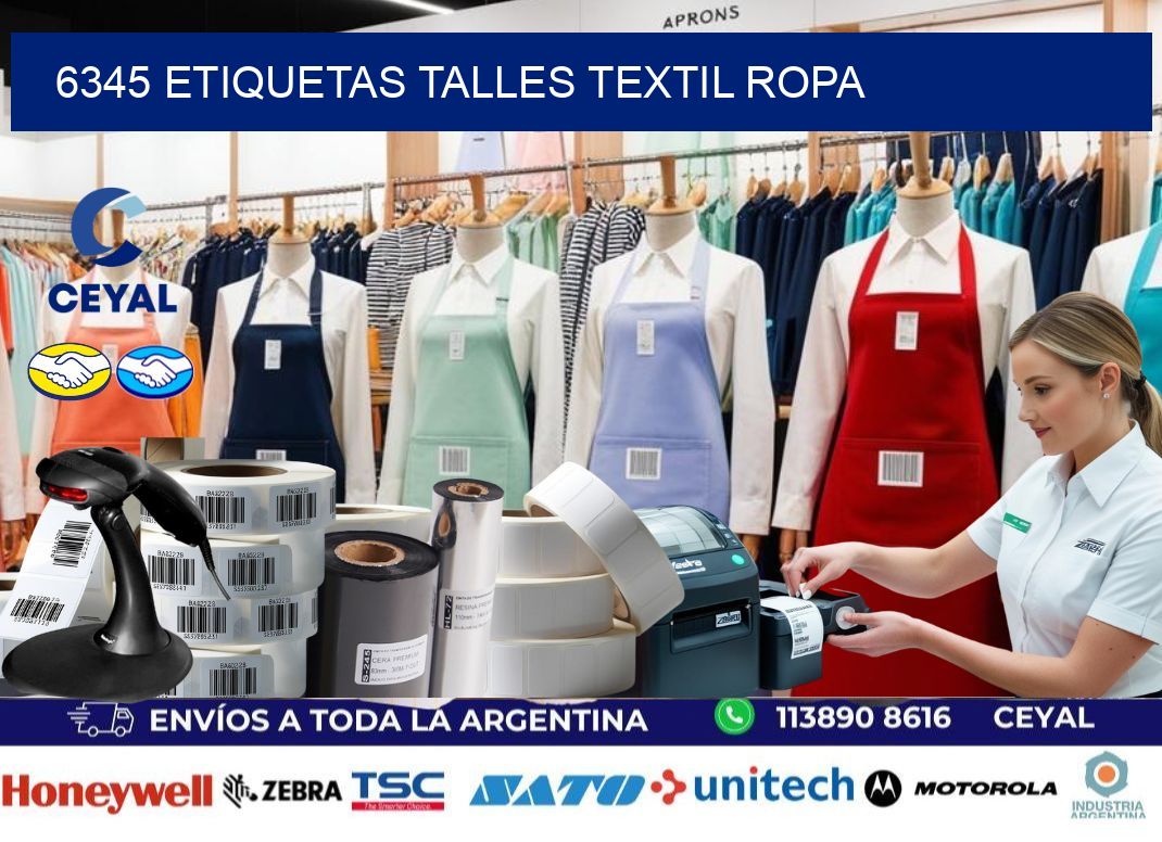 6345 ETIQUETAS TALLES TEXTIL ROPA