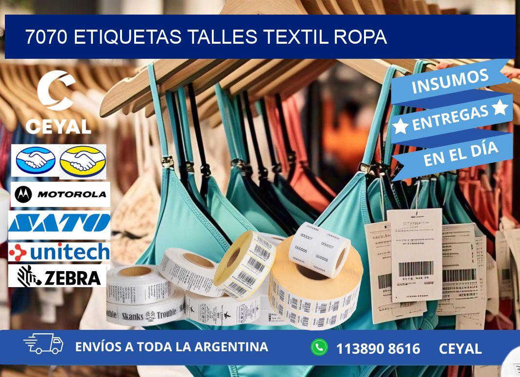 7070 ETIQUETAS TALLES TEXTIL ROPA