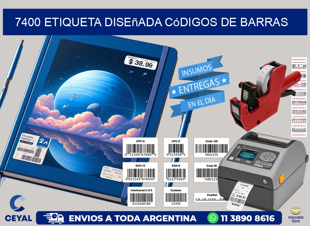 7400 etiqueta diseñada códigos de barras