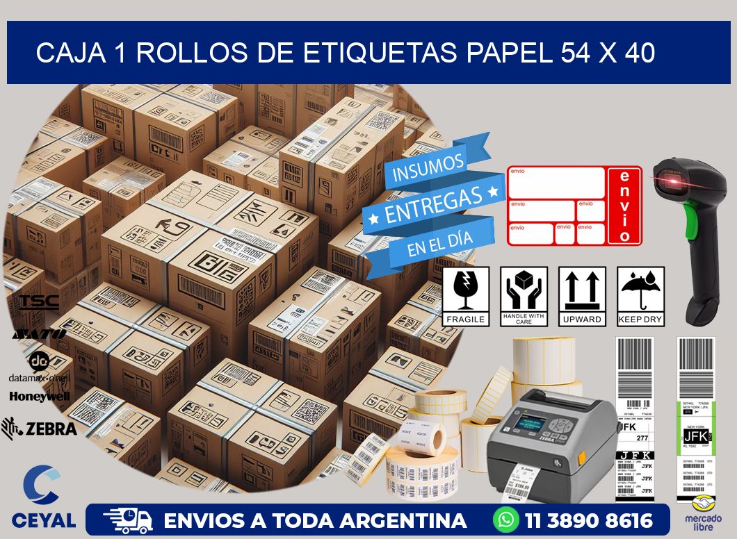 CAJA 1 ROLLOS DE ETIQUETAS PAPEL 54 x 40