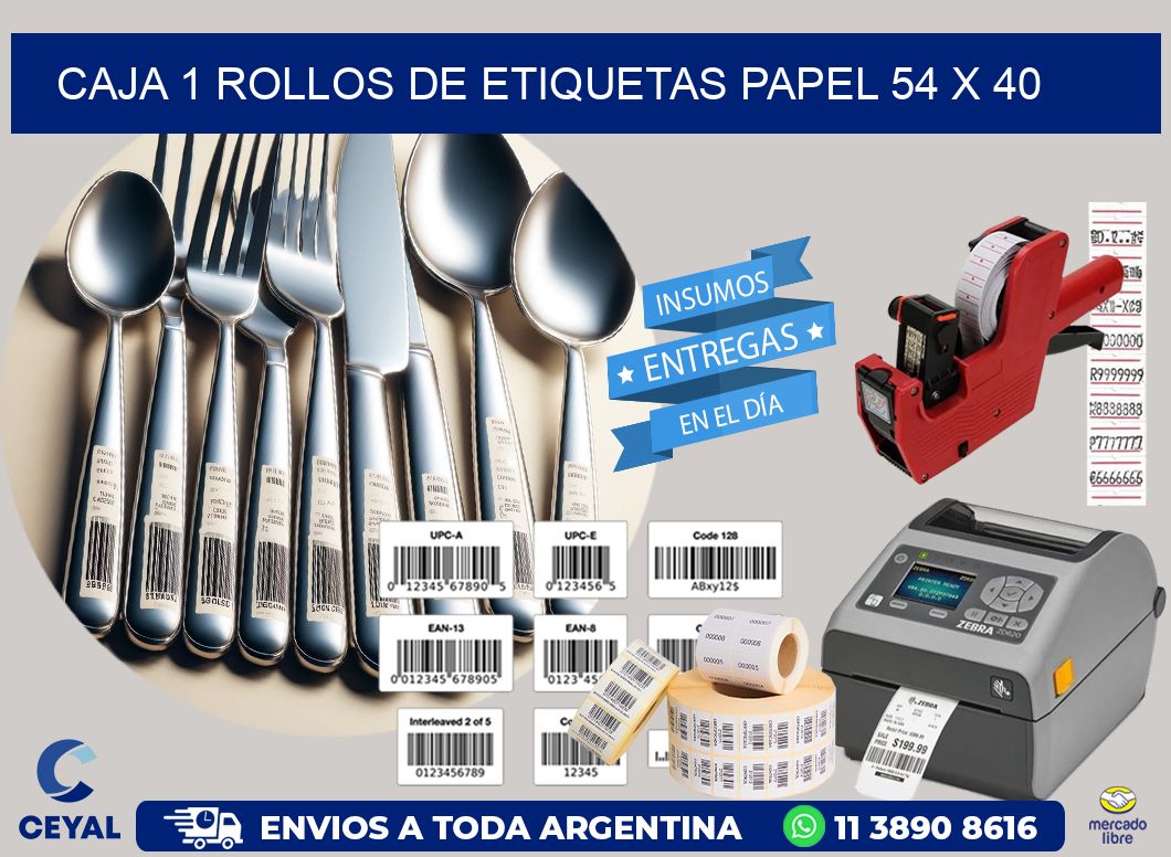 CAJA 1 ROLLOS DE ETIQUETAS PAPEL 54 x 40