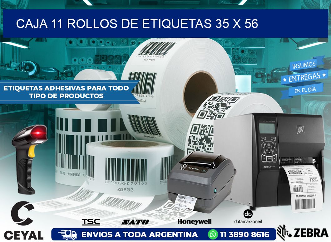 CAJA 11 ROLLOS DE ETIQUETAS 35 x 56