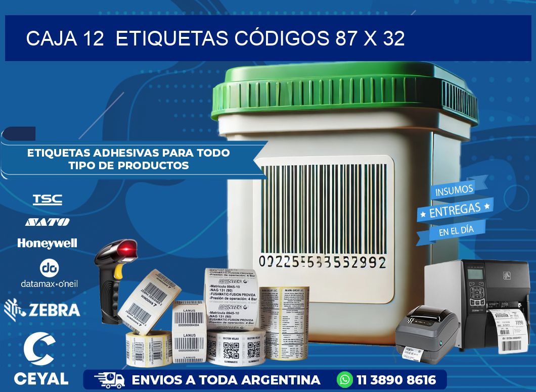 CAJA 12  ETIQUETAS CÓDIGOS 87 x 32