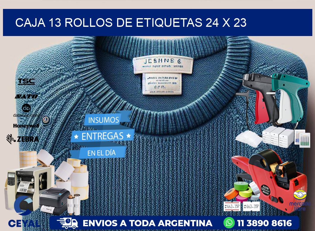 CAJA 13 ROLLOS DE ETIQUETAS 24 x 23