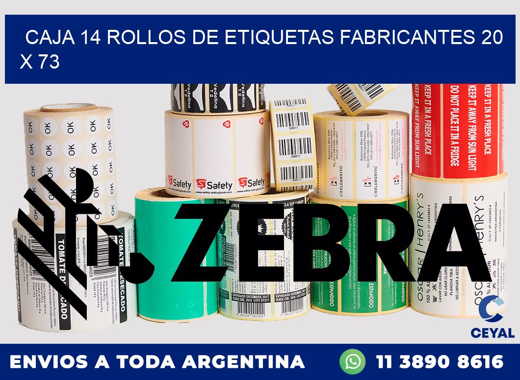 CAJA 14 ROLLOS DE ETIQUETAS FABRICANTES 20 x 73