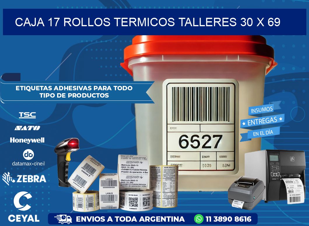 CAJA 17 ROLLOS TERMICOS TALLERES 30 x 69