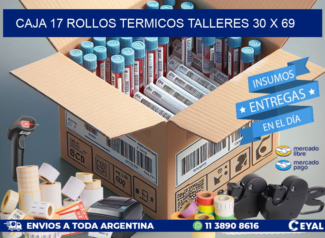 CAJA 17 ROLLOS TERMICOS TALLERES 30 x 69
