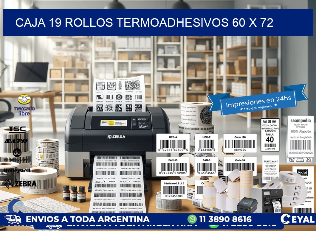 CAJA 19 ROLLOS TERMOADHESIVOS 60 x 72