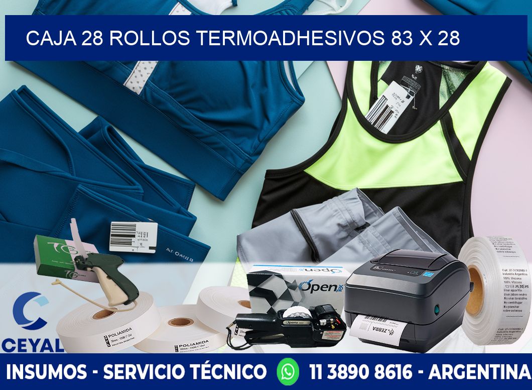 CAJA 28 ROLLOS TERMOADHESIVOS 83 x 28