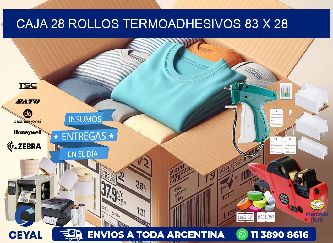 CAJA 28 ROLLOS TERMOADHESIVOS 83 x 28