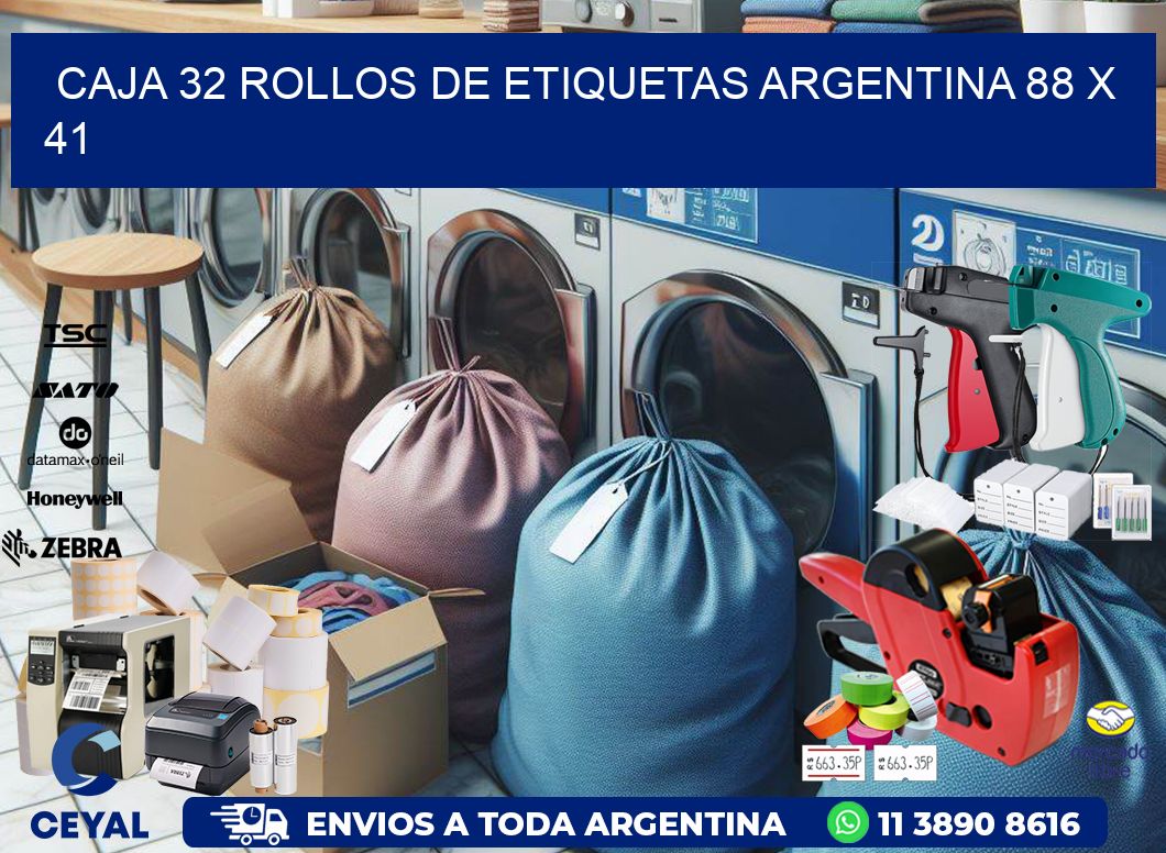 CAJA 32 ROLLOS DE ETIQUETAS ARGENTINA 88 x 41