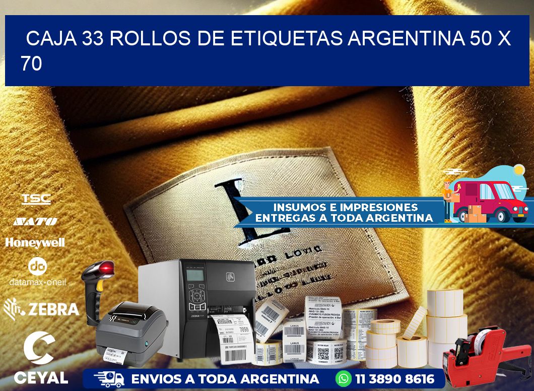 CAJA 33 ROLLOS DE ETIQUETAS ARGENTINA 50 x 70