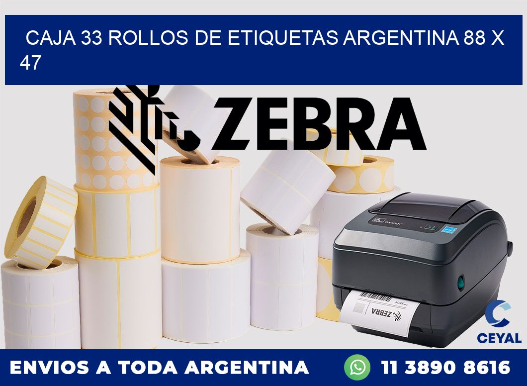 CAJA 33 ROLLOS DE ETIQUETAS ARGENTINA 88 x 47