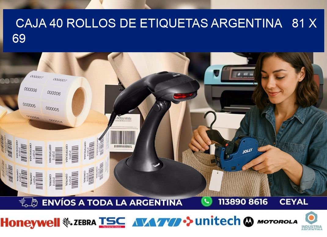 CAJA 40 ROLLOS DE ETIQUETAS ARGENTINA   81 x 69