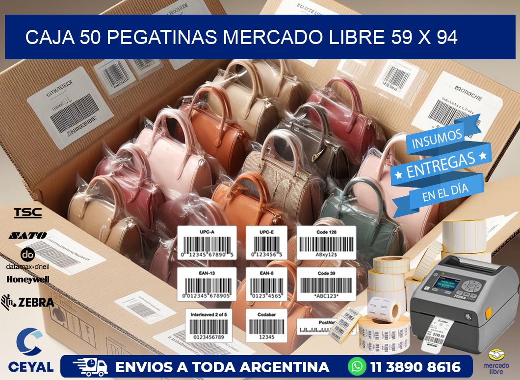 CAJA 50 PEGATINAS MERCADO LIBRE 59 x 94