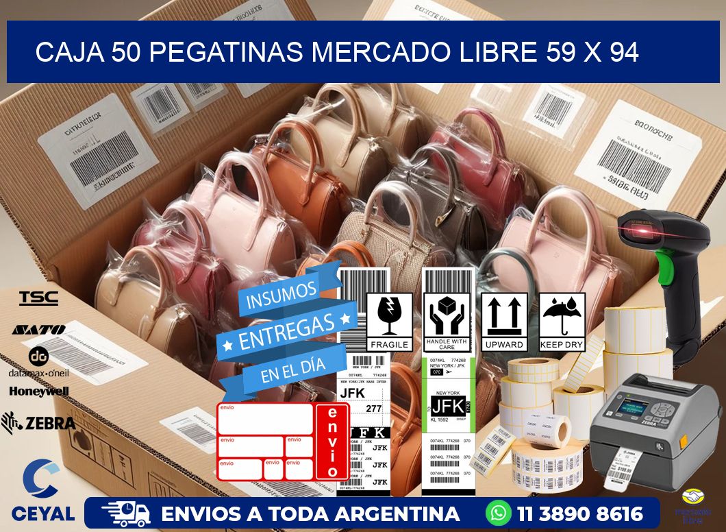 CAJA 50 PEGATINAS MERCADO LIBRE 59 x 94