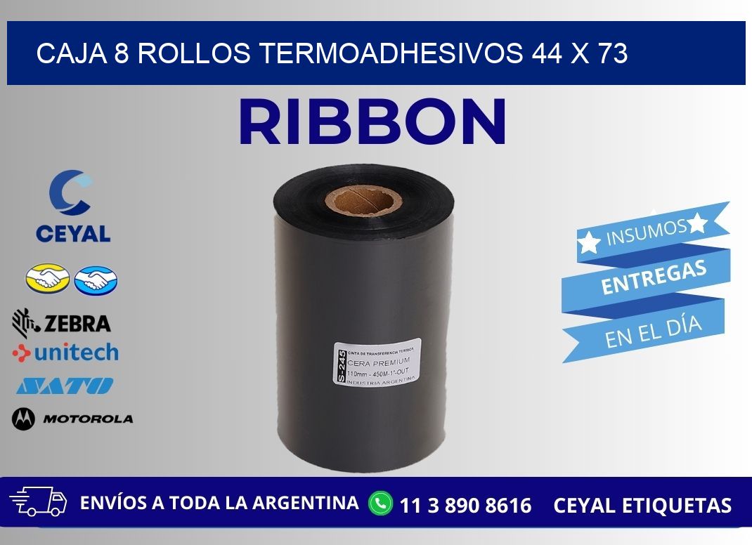 CAJA 8 ROLLOS TERMOADHESIVOS 44 x 73