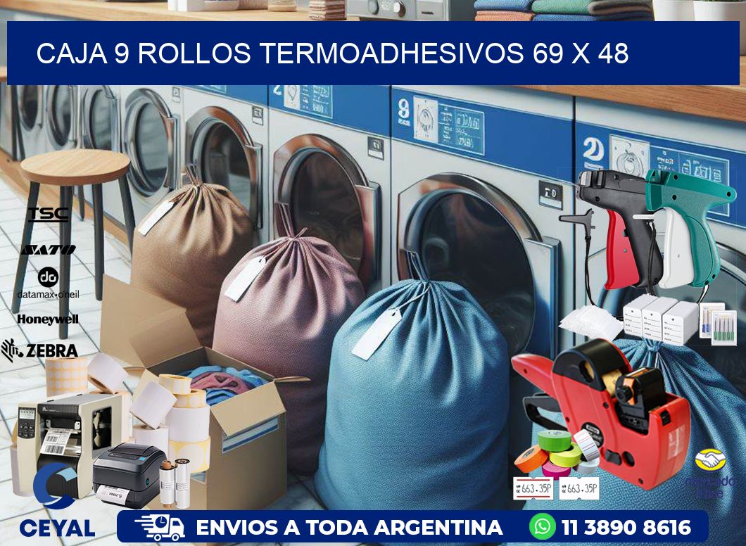 CAJA 9 ROLLOS TERMOADHESIVOS 69 x 48