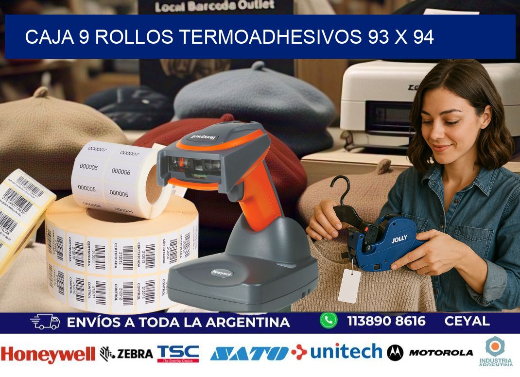 CAJA 9 ROLLOS TERMOADHESIVOS 93 x 94