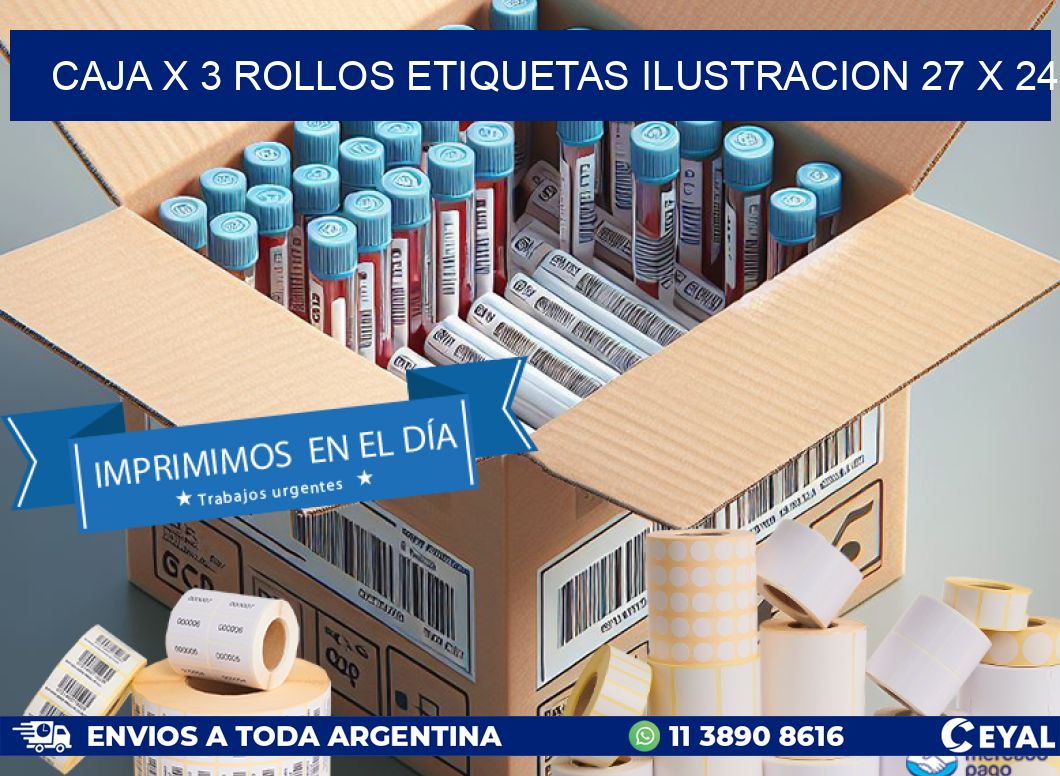 Caja X 3 Rollos Etiquetas Ilustracion 27 x 24