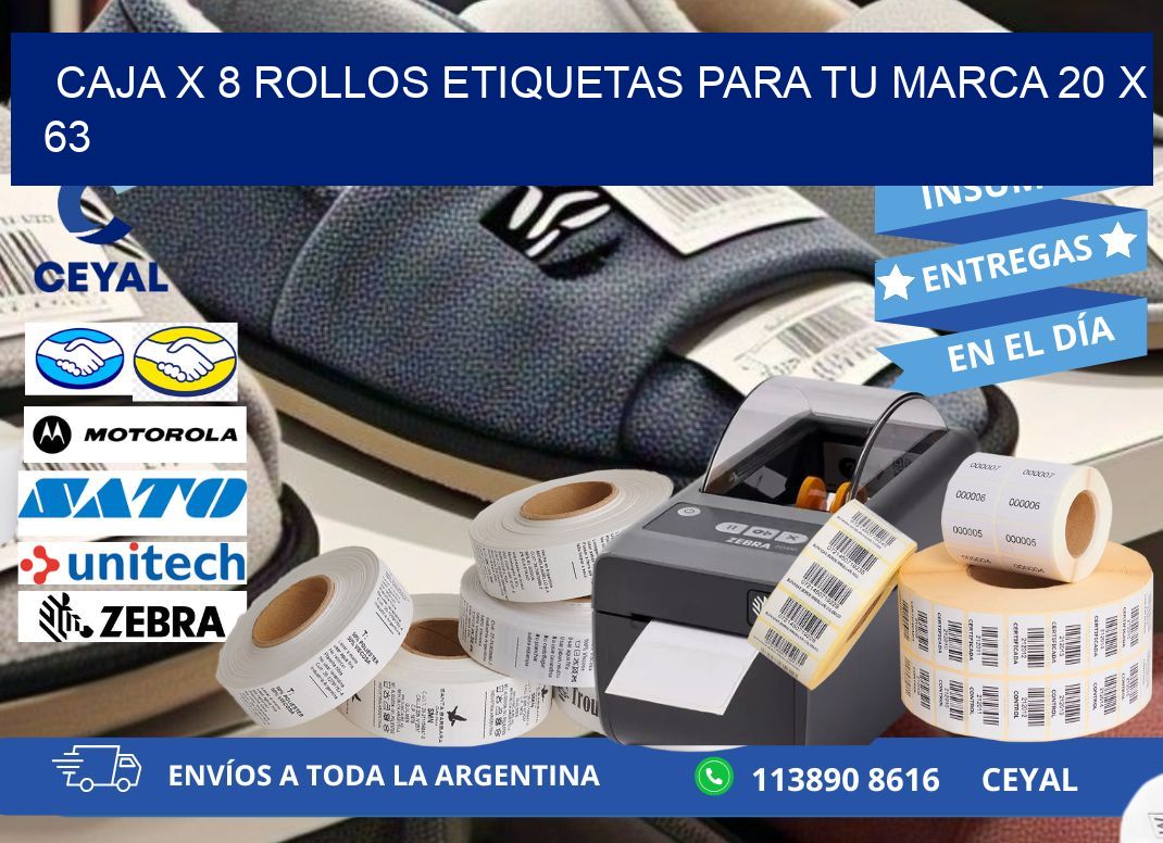 Caja X 8 Rollos Etiquetas para tu marca 20 x 63