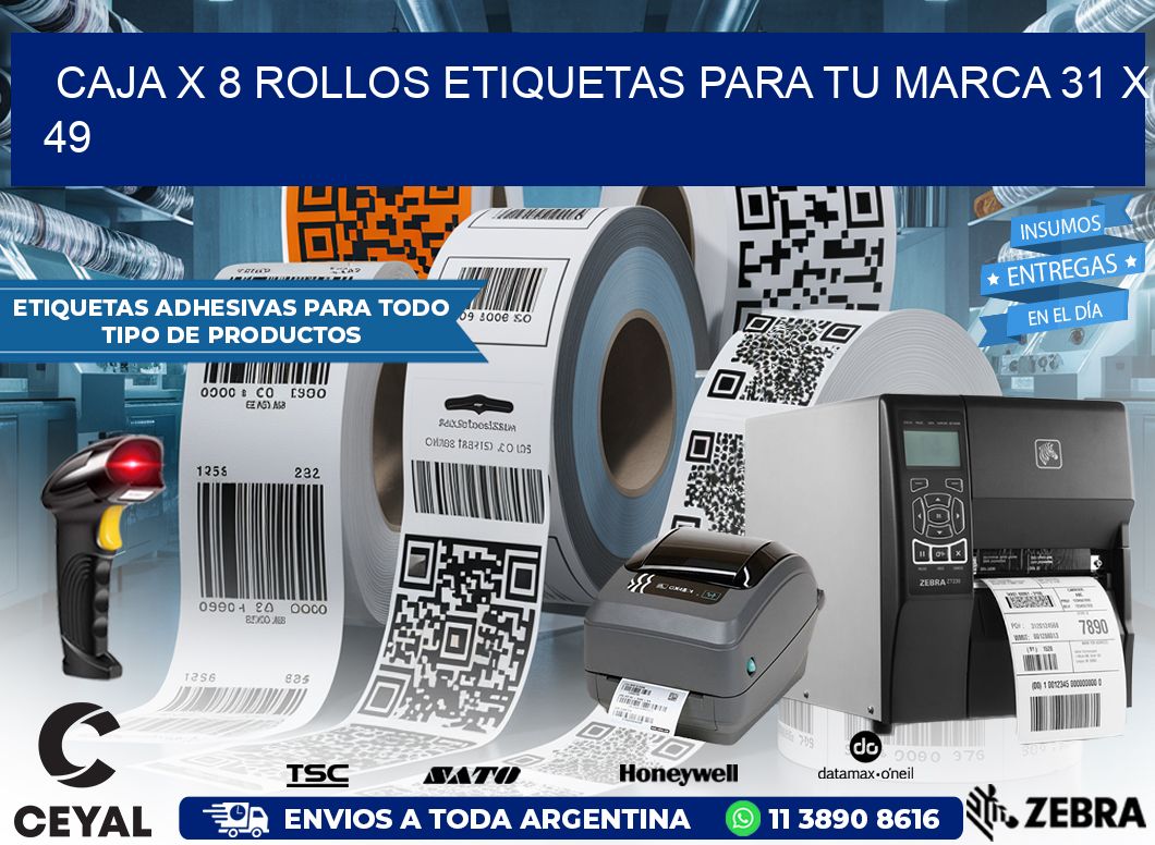 Caja X 8 Rollos Etiquetas para tu marca 31 x 49
