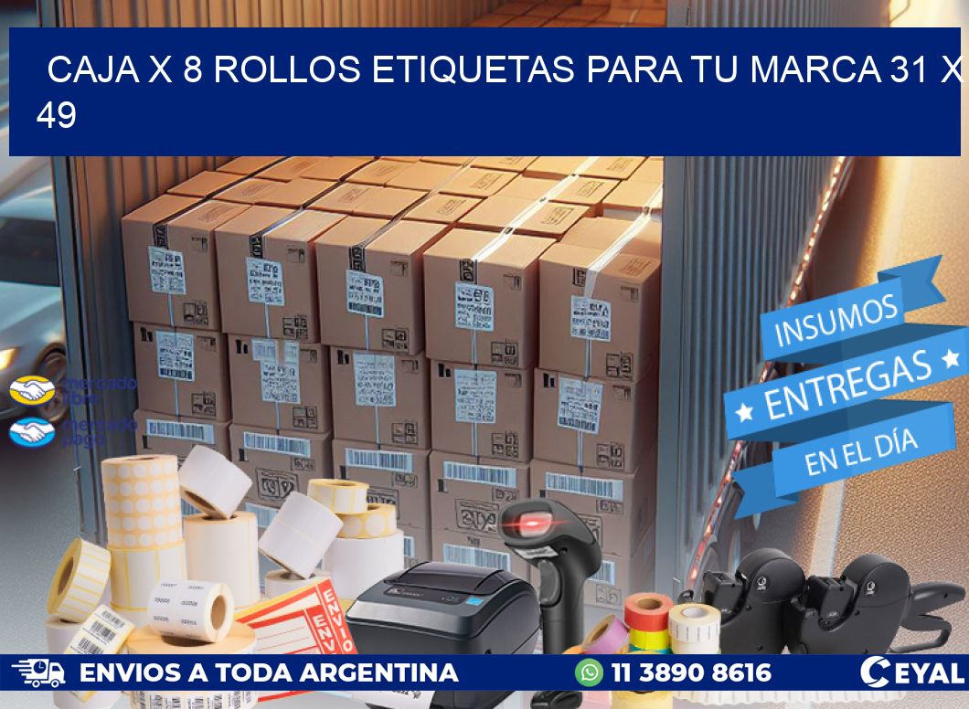 Caja X 8 Rollos Etiquetas para tu marca 31 x 49