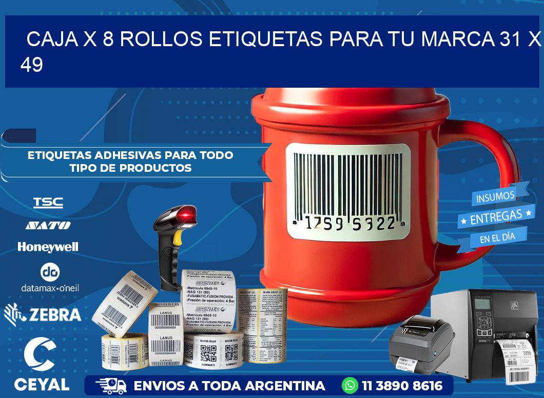 Caja X 8 Rollos Etiquetas para tu marca 31 x 49