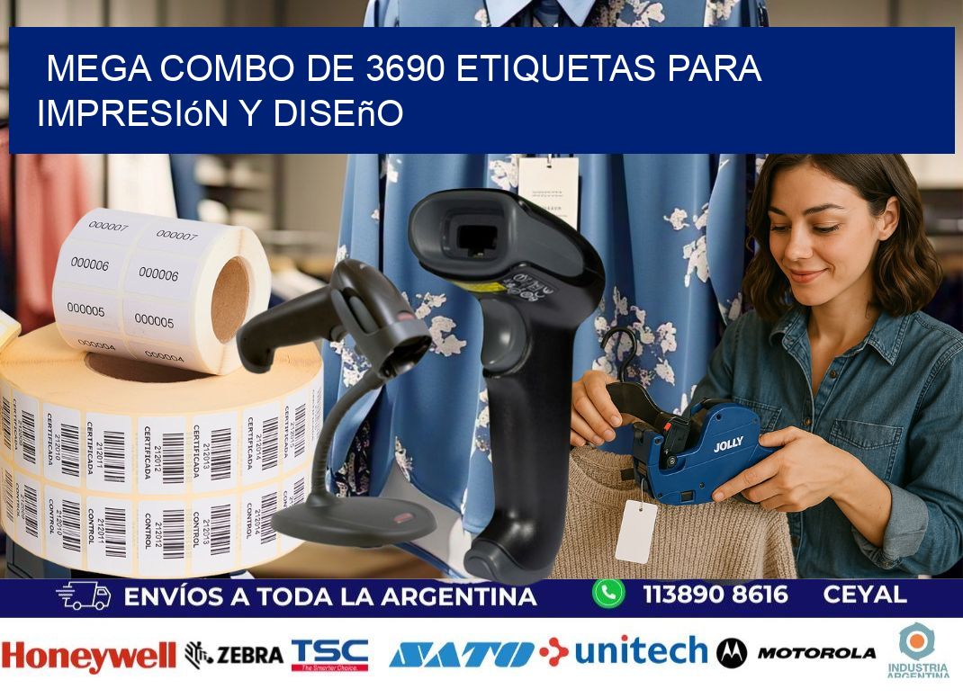 Mega combo de 3690 etiquetas para impresión y diseño