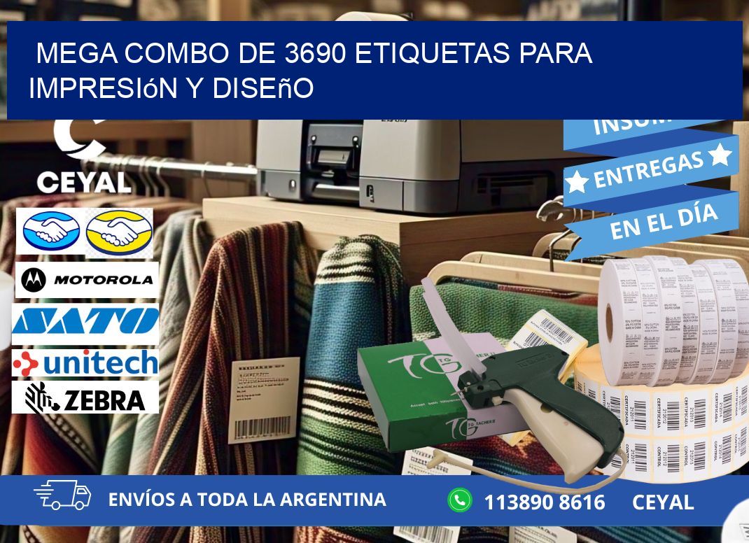 Mega combo de 3690 etiquetas para impresión y diseño