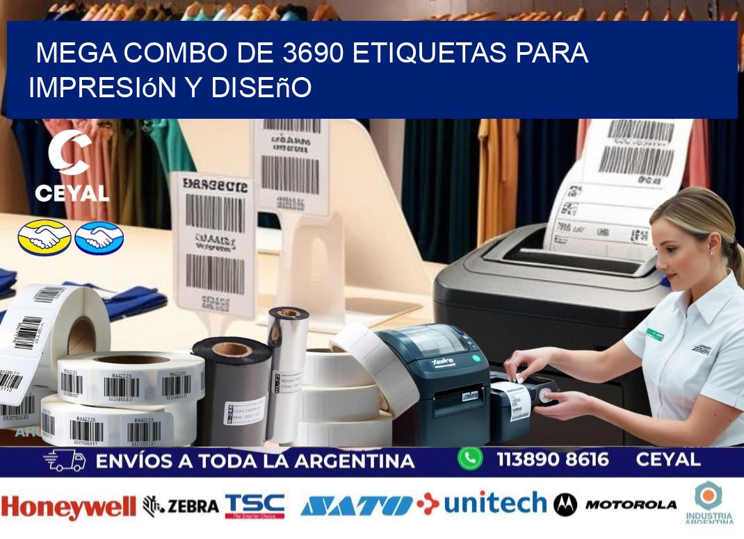 Mega combo de 3690 etiquetas para impresión y diseño