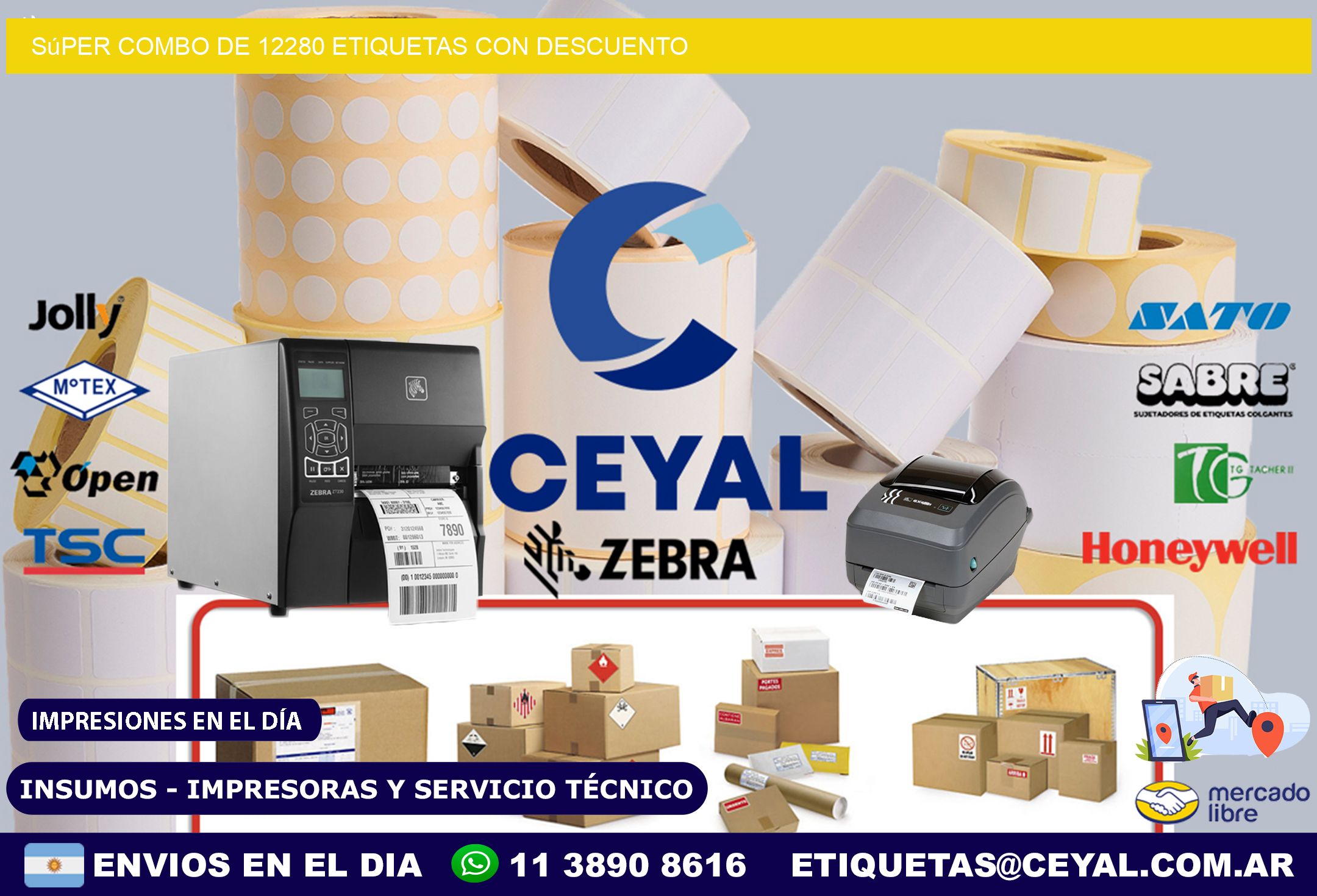 Súper combo de 12280 etiquetas con descuento