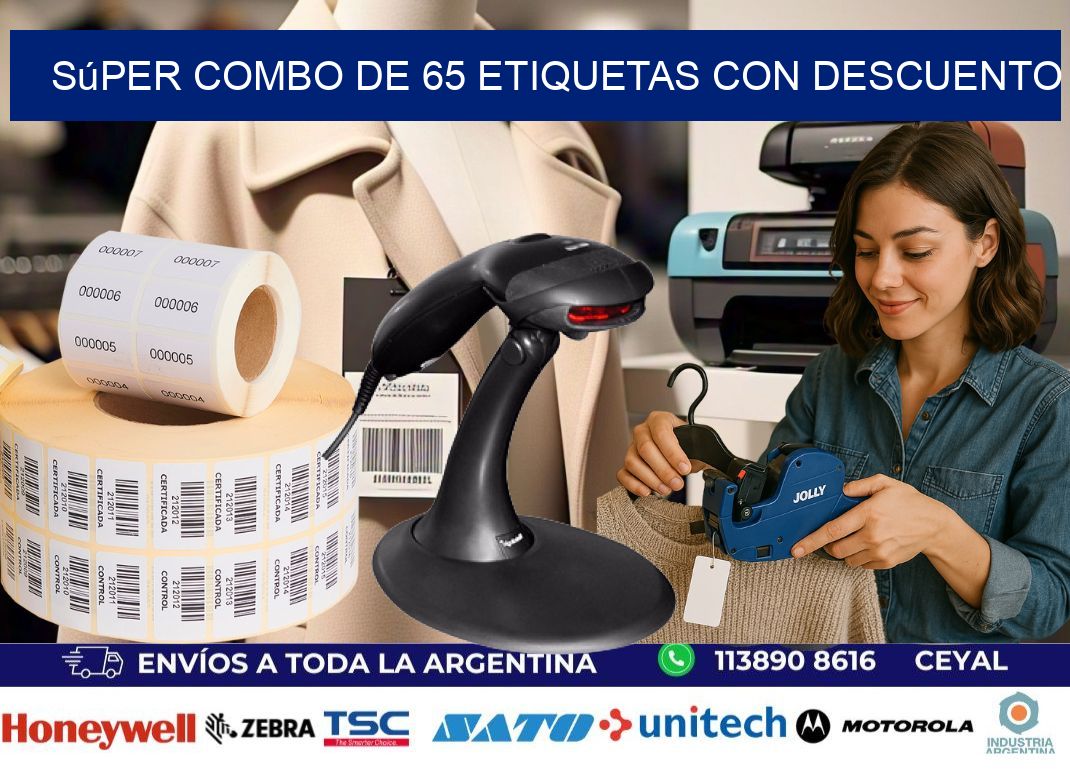 Súper combo de 65 etiquetas con descuento