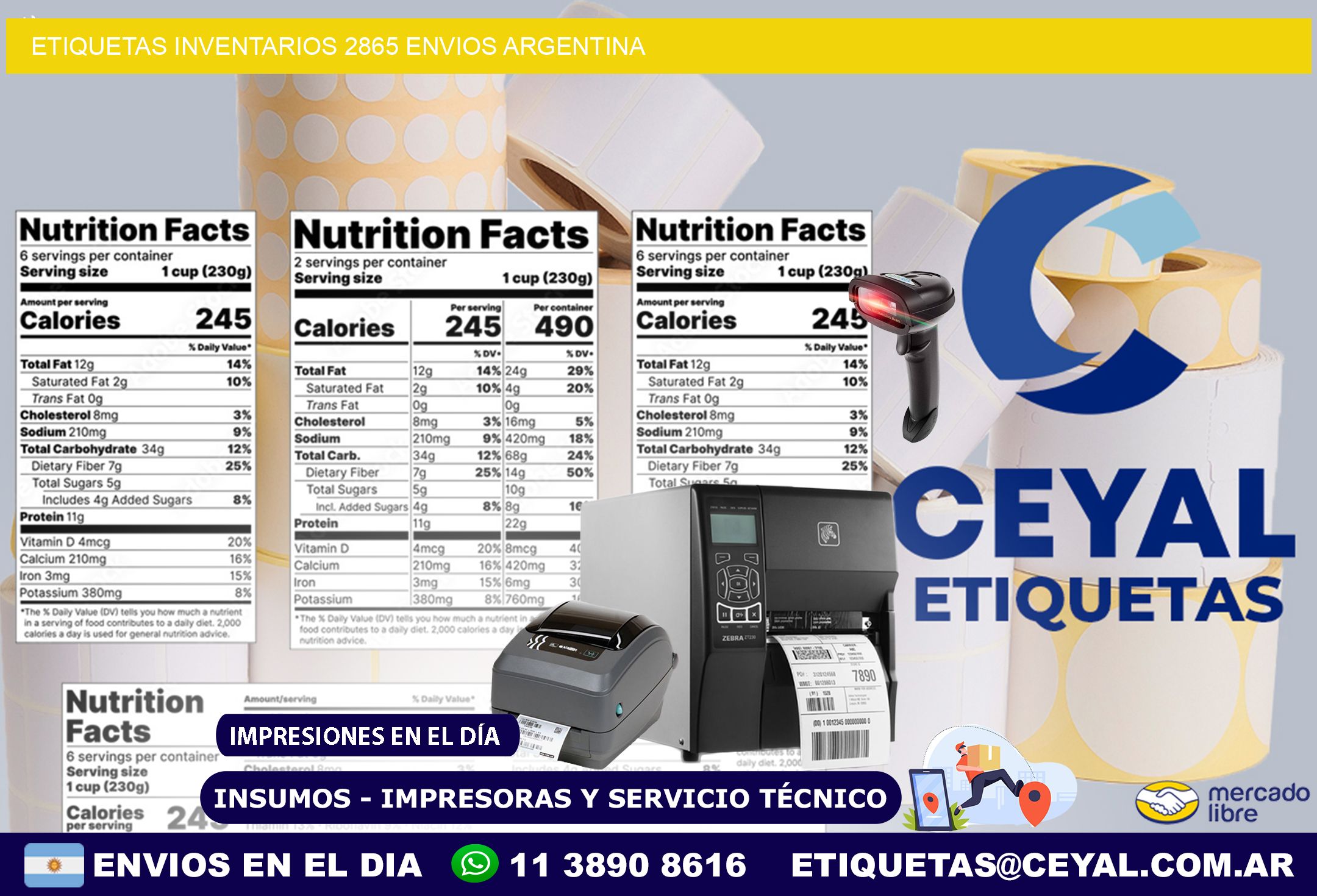 etiquetas inventarios 2865 ENVIOS ARGENTINA