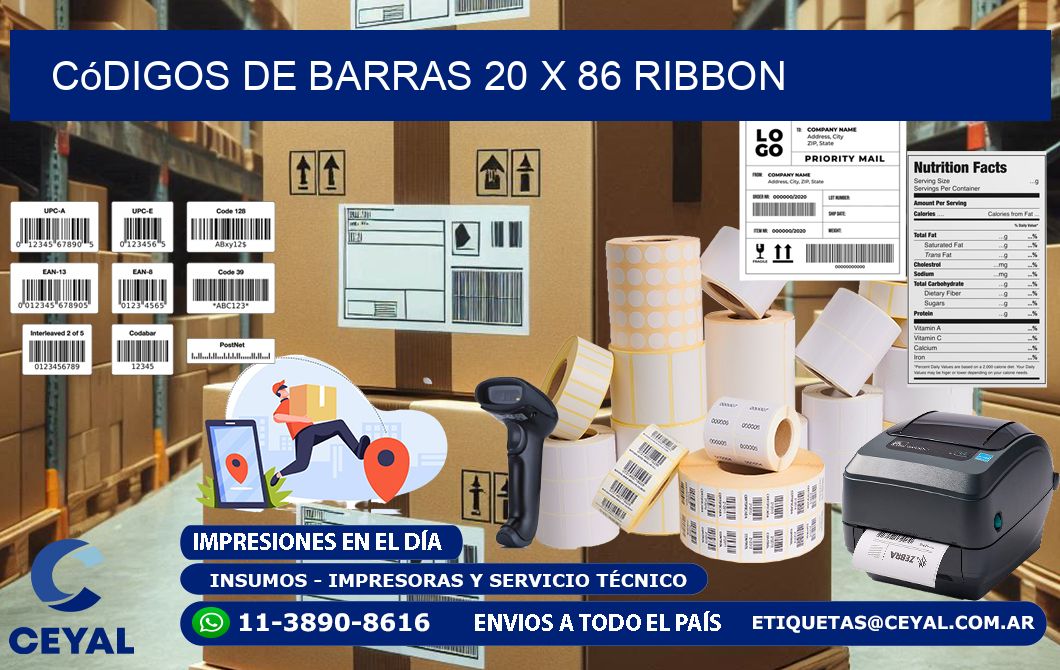 Códigos de Barras 20 x 86 ribbon