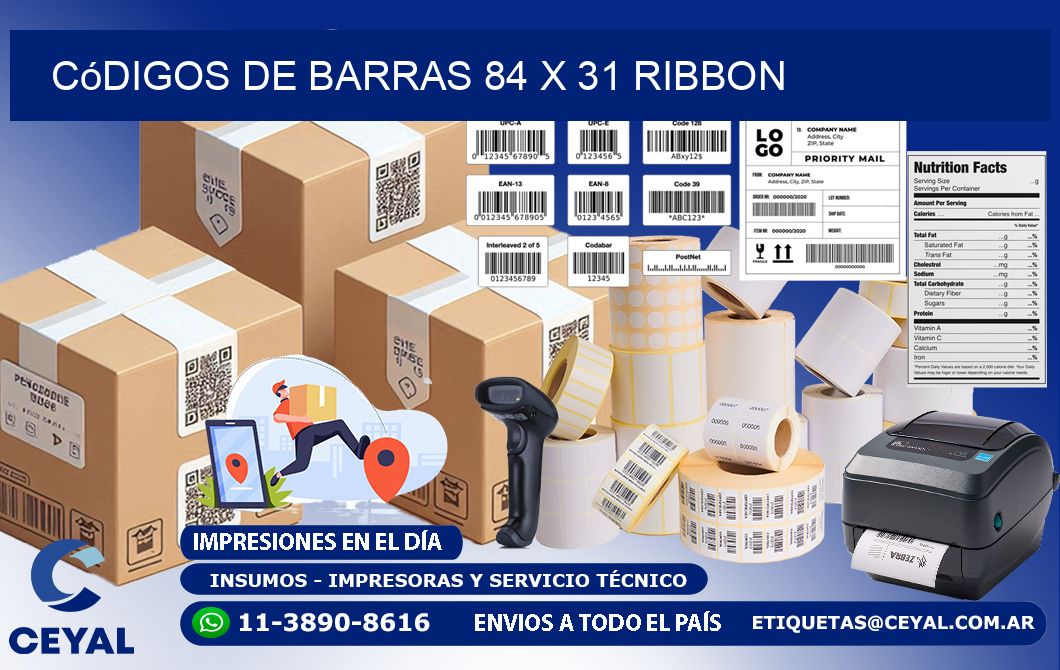 Códigos de Barras 84 x 31 ribbon