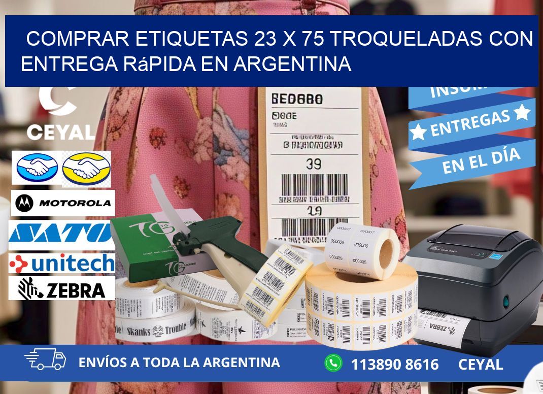 Comprar etiquetas 23 x 75 troqueladas con entrega rápida en Argentina